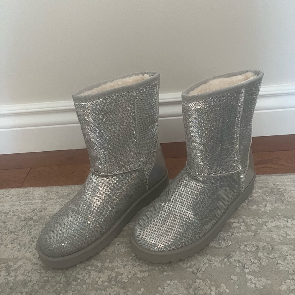 Women’s Silver Sequin Boots